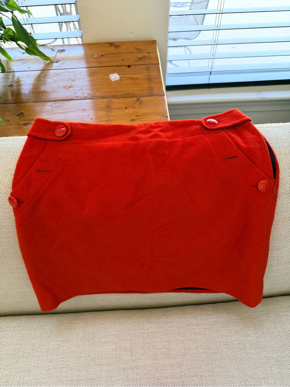 J Crew Red Women's Button-Accent Mini Skirt
